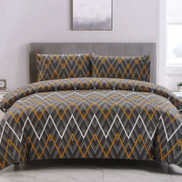 Artex Hayden Orange Quilt Cover Set Geometric Pattern Reversible Printed Microfiber Polyester King