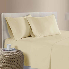 400TC 100% Cotton Sateen Premium Sheet Set 40cm Wall Rich Cream Single