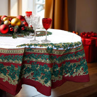 Holly White Christmas Festival Printed Oval Tablecloth 152 x 213 cm