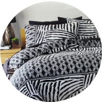 Homeport Kenya Black Printed Geometric Quilt Cover Set Double