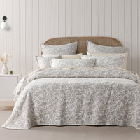 Bianca Ameila Stone Jacquard Quilted Foliage Bedspread Set Double