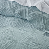 Bianca Aspen Sky Blue Embroidered Bedspread Set Queen