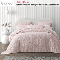 Bianca Ella Blush Cotton Chenille Floral Bedspread Set King