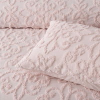 Bianca Ella Blush Cotton Chenille Floral Bedspread Set King