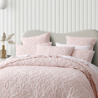 Bianca Ella Blush Cotton Chenille Floral Bedspread Set King Single