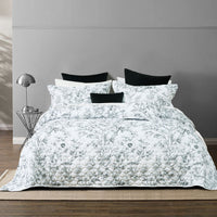 Bianca Gracie White Floral Printed Quilted Bedspread Set Double