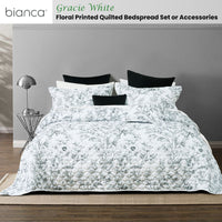 Bianca Gracie White Floral Printed Quilted Bedspread Set Queen