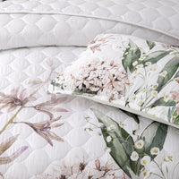 Bianca Lorna White Floral Printed Quilted Bedspread Set King