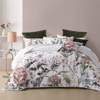 Bianca Lorna White Floral Printed Quilted Bedspread Set King Single