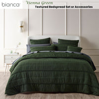 Bianca Vienna Green Textured Bedspread Set Super King