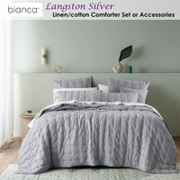 Bianca Langston Silver Pre-Washed Linen Cotton Comforter Set Queen/King