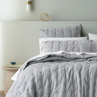 Bianca Langston Silver Pre-Washed Linen Cotton Comforter Set Queen/King