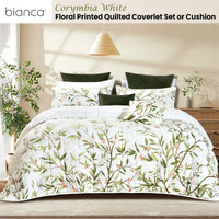 Bianca Corymbia White Floral Printed Quilted Polyester Coverlet Set Queen/King