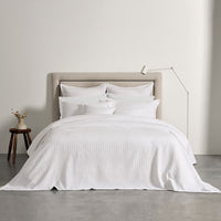 Bianca Evora White Cotton Jacquard Coverlet Set Super King