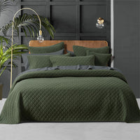 Bianca Lester Olive Velvet Diamond Polyester Coverlet Set Super King