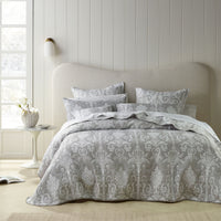 Bianca Olivia Grey Polyester Cotton Jacquard Coverlet Set Queen/King