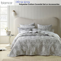 Bianca Olivia Grey Polyester Cotton Jacquard Coverlet Set Super King