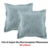 Bianca Pair of Aspen Sky Blue European Pillowcases