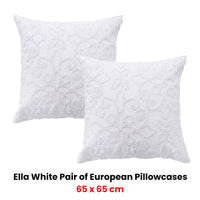 Bianca Pair of Ella White European Pillowcases 65 x 65cm