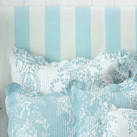 Bianca Florence White Blue Euro Pillowcases in Pair