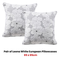 Bianca Pair of Leona White European Pillowcases