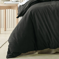 Bianca Acacia Charcoal Vintage Washed Cotton Quilt Cover Set King