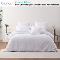 Bianca Cosmo White Soft Chenille Geometric Quilt Cover Set Double