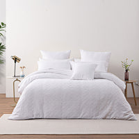 Bianca Cosmo White Soft Chenille Geometric Quilt Cover Set King