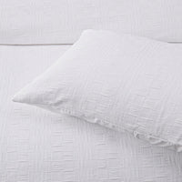 Bianca Cosmo White Soft Chenille Geometric Quilt Cover Set Super King