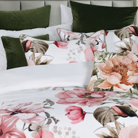 Bianca Eliana White Floral Printed Cotton Sateen Quilt Cover Set Super King