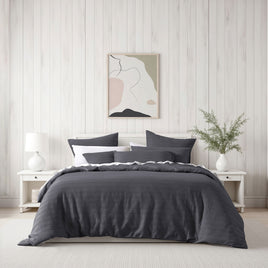 Bianca Kahlani Charcoal Waffle Quilt Cover Set Super King