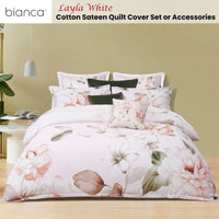 Bianca Layla White Floral Printed Cotton Sateen Quilt Cover Set King