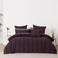 Bianca Malua Grape Jacquard Striped Quilt Cover Set Queen