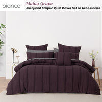 Bianca Malua Grape Jacquard Striped Quilt Cover Set Super King