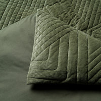 Bianca Navarro Olive Soft Velvet Geometric Quilt Cover Set King