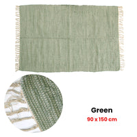 Large Chindi Cotton Handmade Floor Mat with Tassels 90 x 150 cm Green