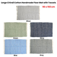 Large Chindi Cotton Handmade Floor Mat with Tassels 90 x 150 cm Green