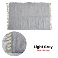 Large Chindi Cotton Handmade Floor Mat with Tassels 90 x 150 cm Light Grey