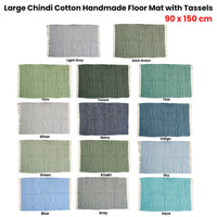 Large Chindi Cotton Handmade Floor Mat with Tassels 90 x 150 cm Teal