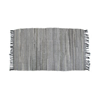 Tonal Chindi Cotton Handmade Floor Mat with Tassels 70 x 120 cm Grey