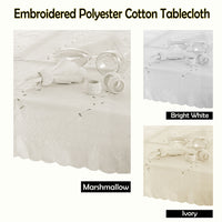 Embroidered Tablecloth - 170x360cm Oblong MARSHMALLOW