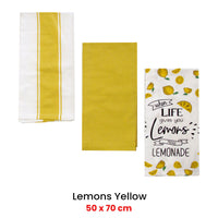 Home Oasis Set of 3 Printed Cotton Rich Tea Towels 50 x 70 cm Lemons Yellow