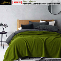 Laconia 400GSM Premium Australian Pure Wool Blanket Moss Green Double