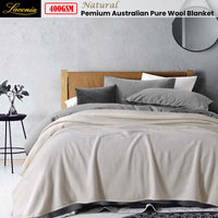 Laconia 400GSM Premium Australian Pure Wool Blanket Natural Super King