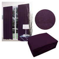 Home Innovations Pair of Faux Linen Blockout Pinch Pleat Curtains Plum to Fit 300 x 221cm