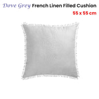 Vintage Design Homewares Dove Grey French Linen Filled Cushion Square - 55cm x 55cm