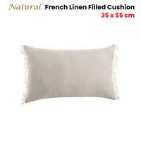 Vintage Design Homewares Natural French Linen Filled Cushion Oblong - 35cm x 55cm