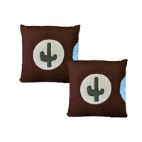 Pack of 2 Wild West Embroidered Cushion Covers 43 x 43 cm