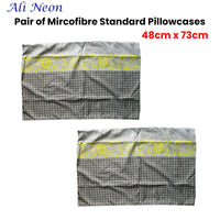 Pair of Microfiber Polyester Ali Neon Grey/Green Standard Pillowcases by Home Innovations