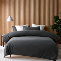 Accessorize Charcoal 400TC Charcoal Bamboo Cotton Double Stitched Quilt Cover Set Queen